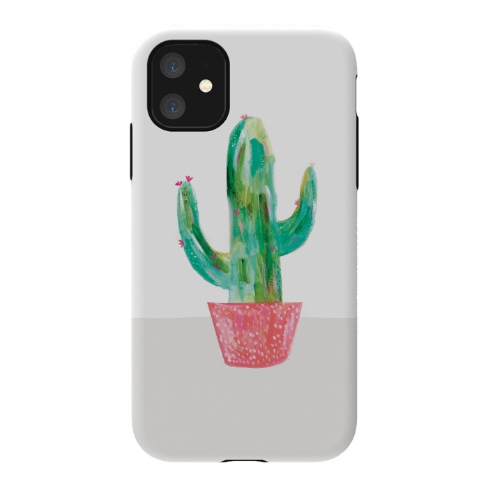 iPhone 11 StrongFit Cactus in coral pot by lauradidthis