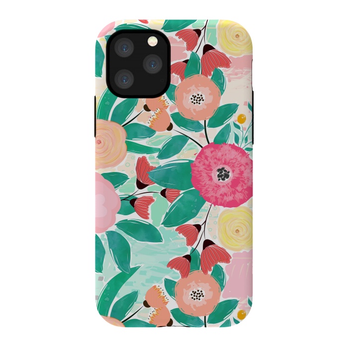 iPhone 11 Pro StrongFit Modern brush paint abstract floral paint by InovArts