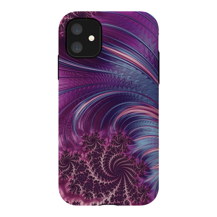 iPhone 11 StrongFit Fantastic Pink Fractal Swirls by Andrea Haase