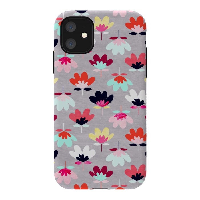 iPhone 11 StrongFit Textured Fan Flowers - Candy Colors  by Tigatiga