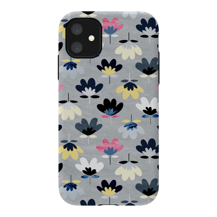 iPhone 11 StrongFit Fan Flowers - Cool Colors  by Tigatiga