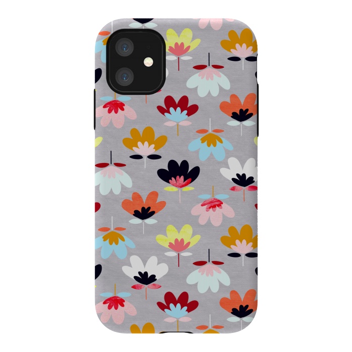 iPhone 11 StrongFit Fan Flowers - Warm Colors  by Tigatiga