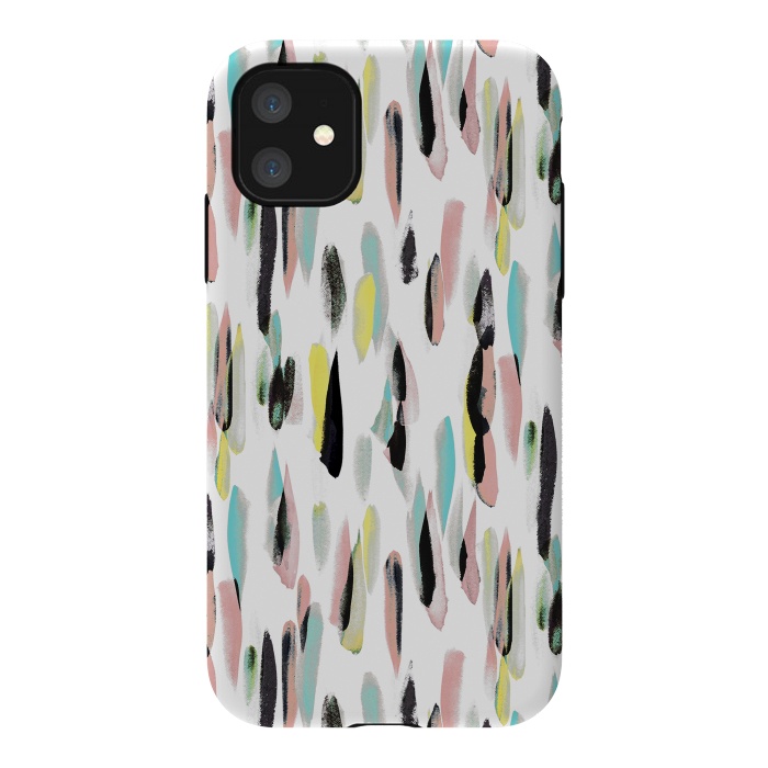 iPhone 11 StrongFit Colorful brushed watercolor playful pattern by Oana 