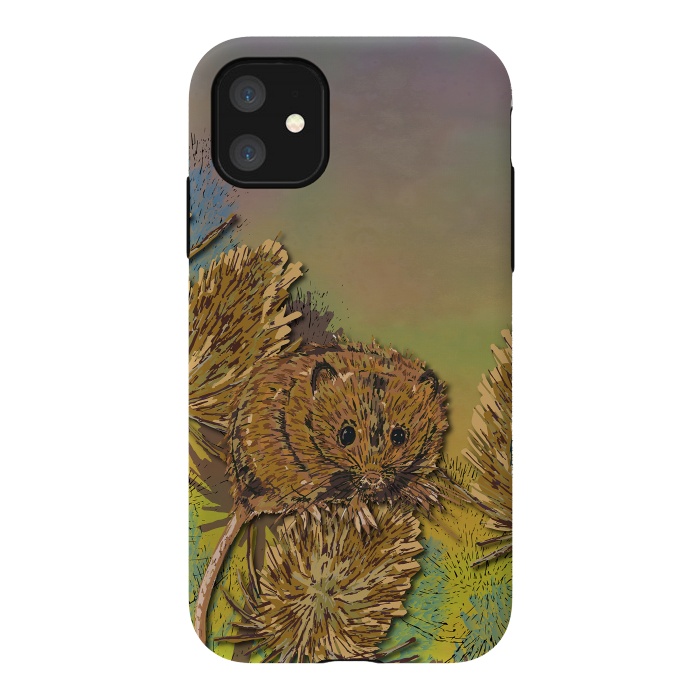 iPhone 11 StrongFit Harvest Mouse and Teasels by Lotti Brown