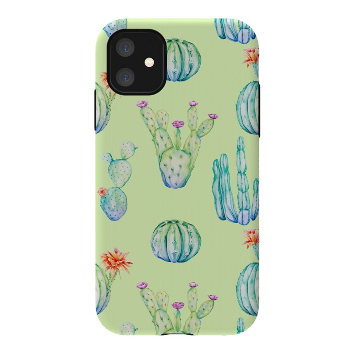 iPhone 11 StrongFit Cactus Pattern Green Background 3 by Alemi