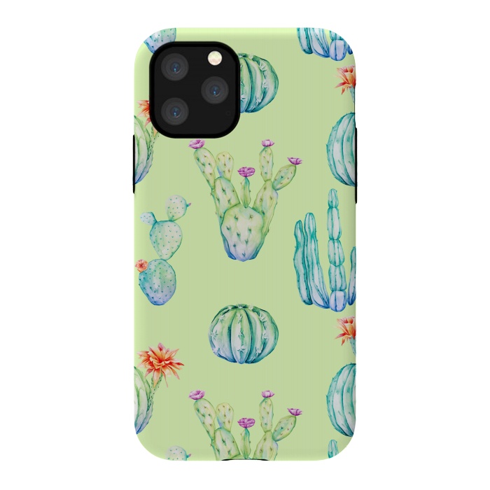 iPhone 11 Pro StrongFit Cactus Pattern Green Background 3 by Alemi
