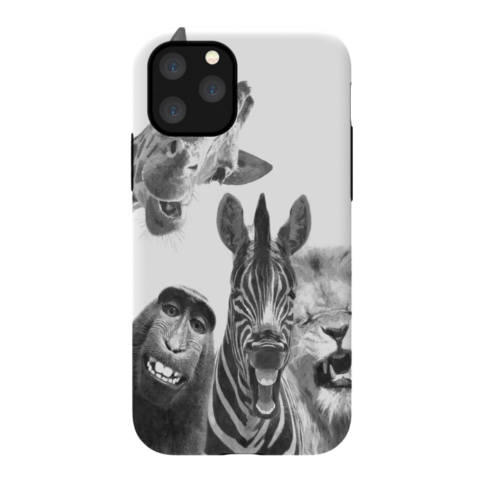 iPhone 11 Pro StrongFit Black and White Jungle Animals by Alemi