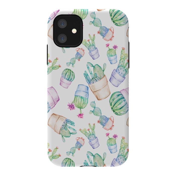 iPhone 11 StrongFit Cactus Pattern Watercolor by Alemi