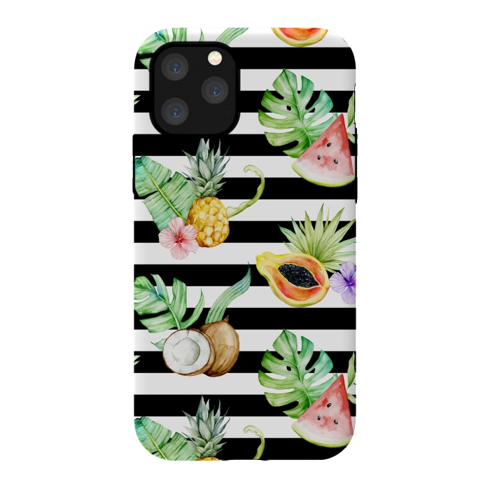 iPhone 11 Pro StrongFit Tropical Fruits Stripes by Alemi