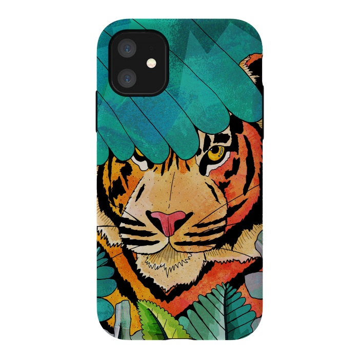 iPhone 11 StrongFit Jungle tiger hunter by Steve Wade (Swade)