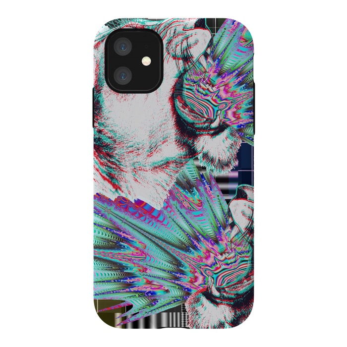 iPhone 11 StrongFit Psychedelic colors tiger roar by Oana 
