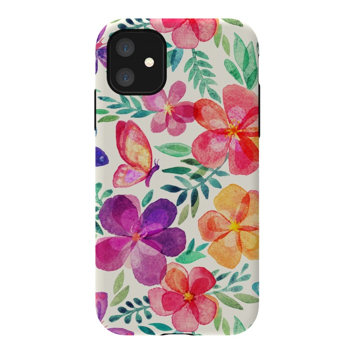iPhone 11 StrongFit Pretty Summer Watercolor Blooms by Micklyn Le Feuvre