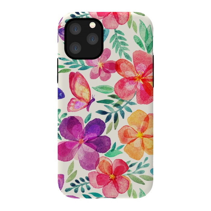 iPhone 11 Pro StrongFit Pretty Summer Watercolor Blooms by Micklyn Le Feuvre