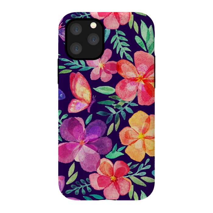 iPhone 11 Pro StrongFit Summer Blooms Watercolor Collage by Micklyn Le Feuvre