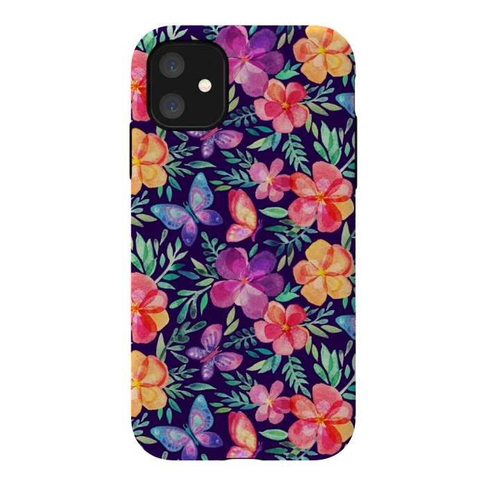 iPhone 11 StrongFit Summer Blooms & Butterflies by Micklyn Le Feuvre