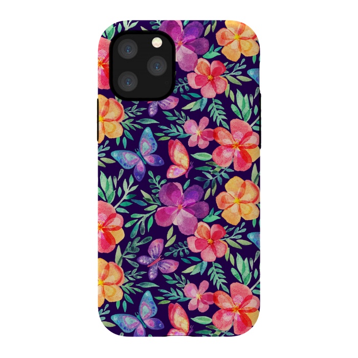 iPhone 11 Pro StrongFit Summer Blooms & Butterflies by Micklyn Le Feuvre