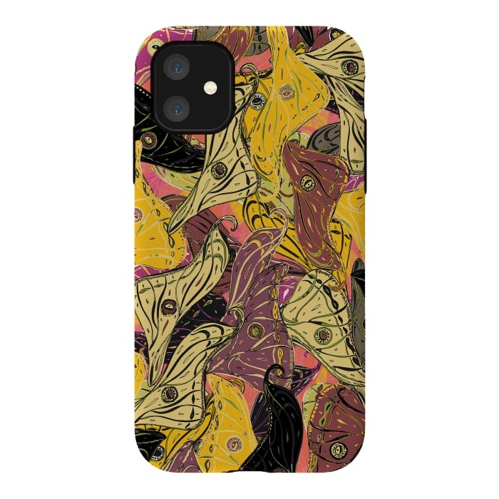 iPhone 11 StrongFit Boho Butterfly Wings - Yellow & Black by Lotti Brown
