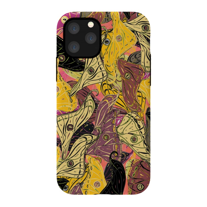 iPhone 11 Pro StrongFit Boho Butterfly Wings - Yellow & Black by Lotti Brown