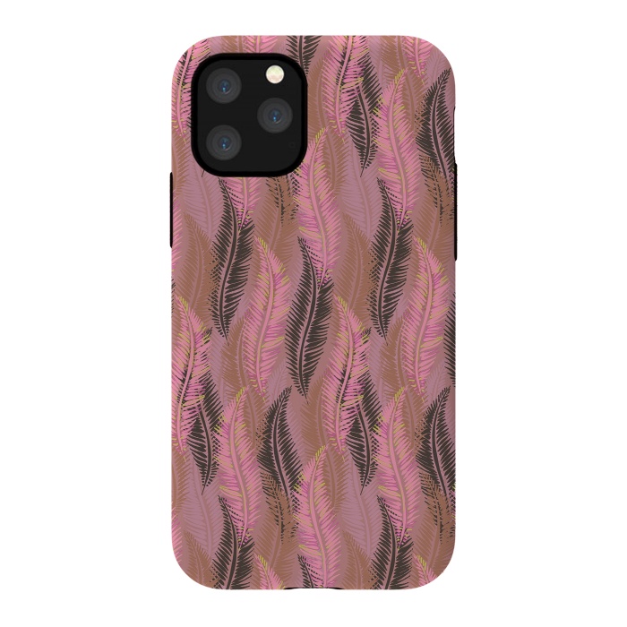 iPhone 11 Pro StrongFit Feather Stripe in Coral and Soft Pink by Lotti Brown