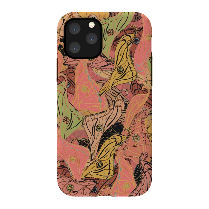 iPhone 11 Pro StrongFit Boho Butterfly Wings in Coral and Yellow by Lotti Brown