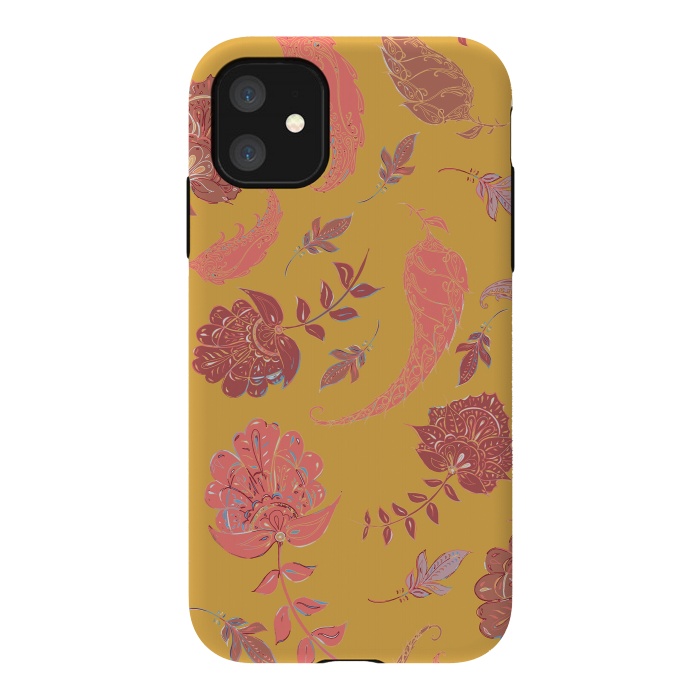 iPhone 11 StrongFit Paradise Pattern - Yellow by Lotti Brown