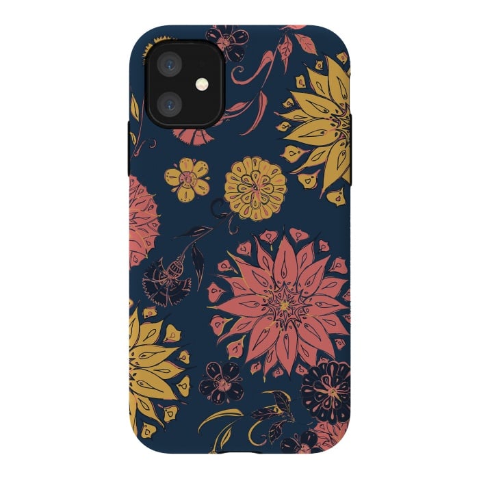 iPhone 11 StrongFit Multi-Florals - Blue, Pink & Yellow by Lotti Brown