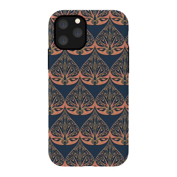 iPhone 11 Pro StrongFit Art Deco - Blue & Coral by Lotti Brown