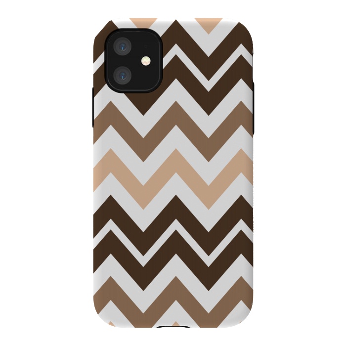 iPhone 11 StrongFit Brown Chevron by Martina
