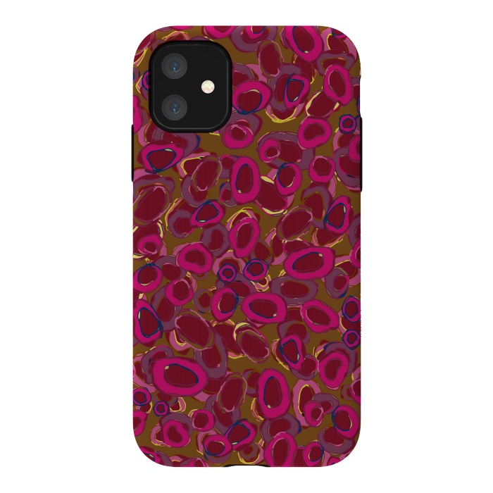 iPhone 11 StrongFit Bold Circles - Red & Pink by Lotti Brown