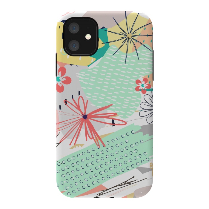 iPhone 11 StrongFit Modern creative abstract floral paint by InovArts