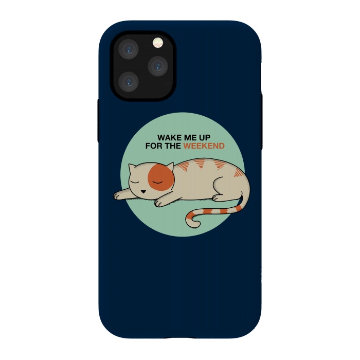 iPhone 11 Pro StrongFit Cat wake me up blue by Coffee Man