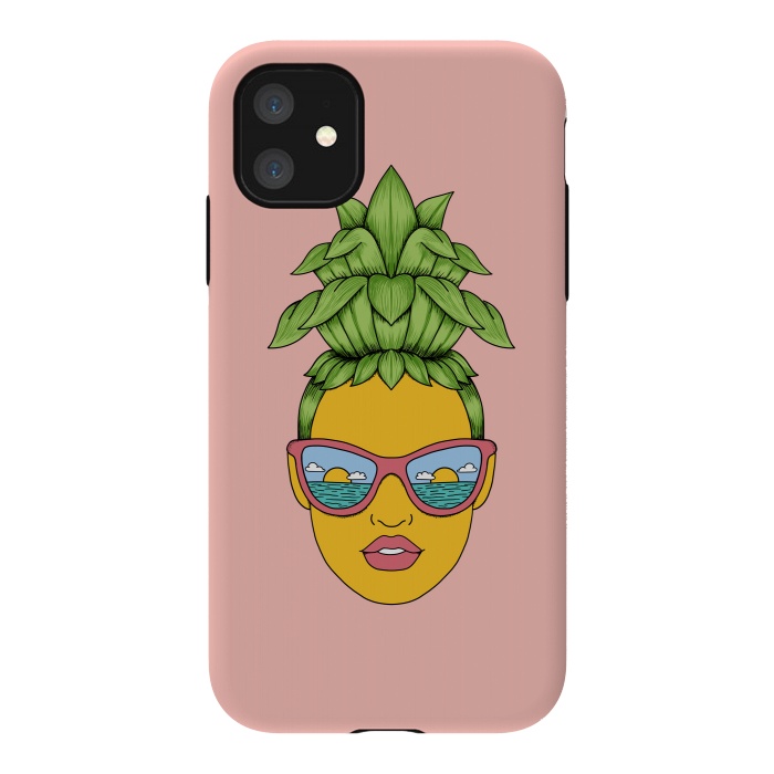 iPhone 11 StrongFit Pineapple Girl Pink by Coffee Man