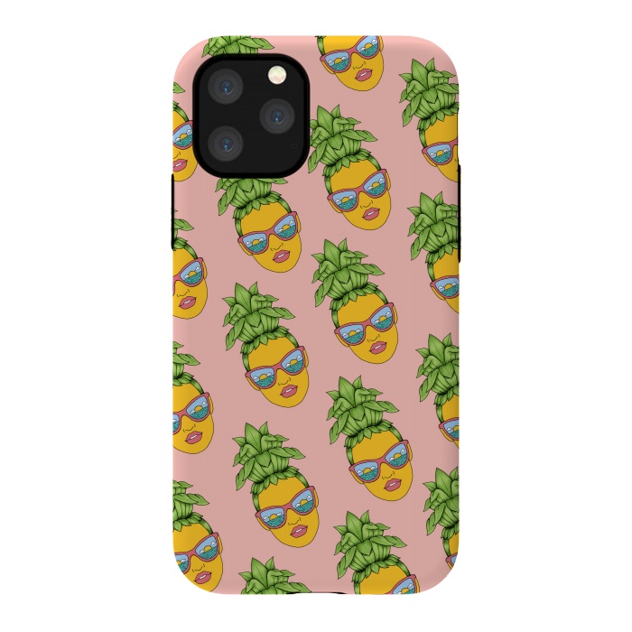 iPhone 11 Pro StrongFit Pineapple Girl Pattern Pink by Coffee Man