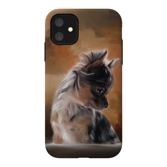 iPhone 11 StrongFit A cute merle chihuahua puppy by Simone Gatterwe