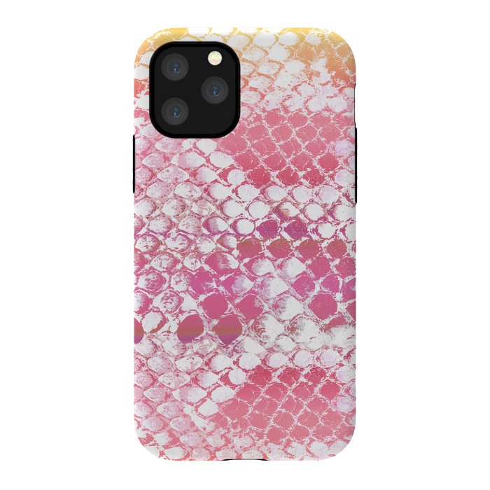 iPhone 11 Pro StrongFit Pink yellow snake skin animal print by Oana 