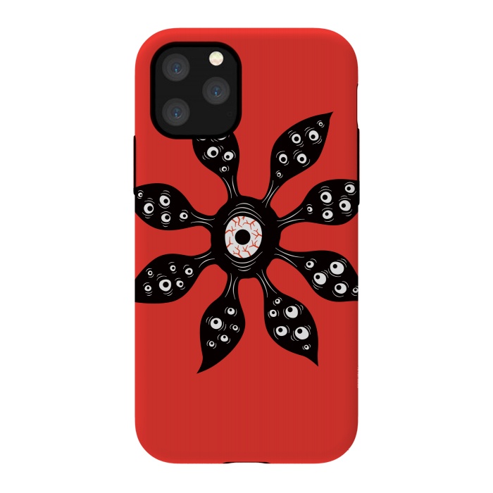 iPhone 11 Pro StrongFit Creepy Witchy Eye Monster On Red by Boriana Giormova