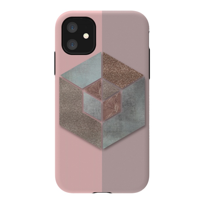 iPhone 11 StrongFit Rosegold Blush Geometry 2 by Andrea Haase