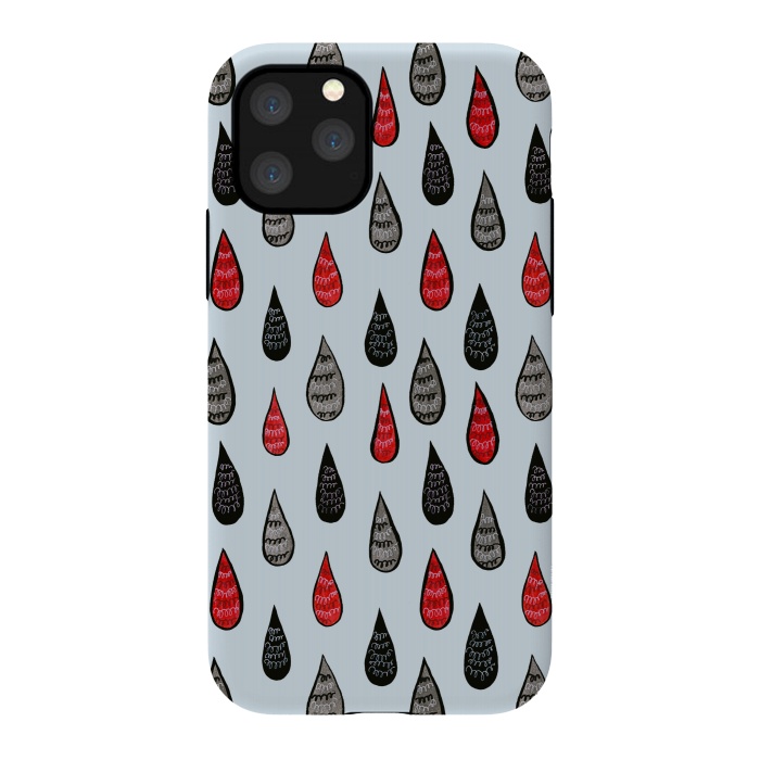 iPhone 11 Pro StrongFit Weird Rain Drops Ink Pattern In Red Black Grey by Boriana Giormova
