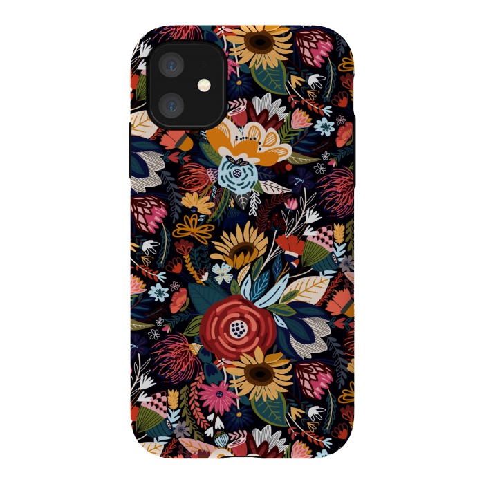 iPhone 11 StrongFit Popping Moody Floral  by Tigatiga