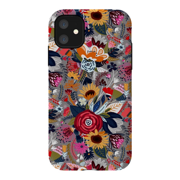 iPhone 11 StrongFit Popping Floral - Pink  by Tigatiga