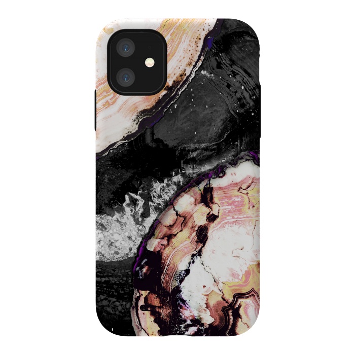 iPhone 11 StrongFit Brushed agata gold black marble by Oana 