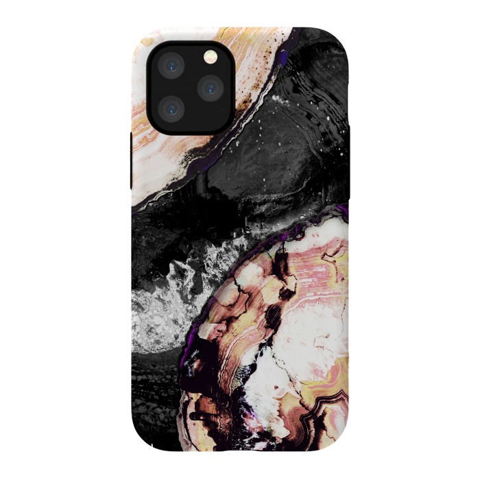 iPhone 11 Pro StrongFit Brushed agata gold black marble by Oana 