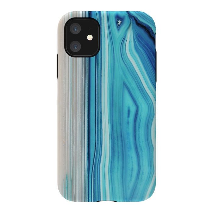 iPhone 11 StrongFit Blue striped agata gemstone by Oana 