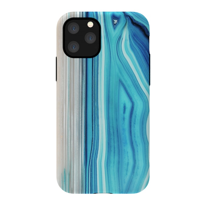 iPhone 11 Pro StrongFit Blue striped agata gemstone by Oana 