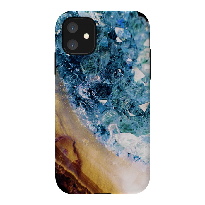 iPhone 11 StrongFit Blue gold precious gemstone by Oana 