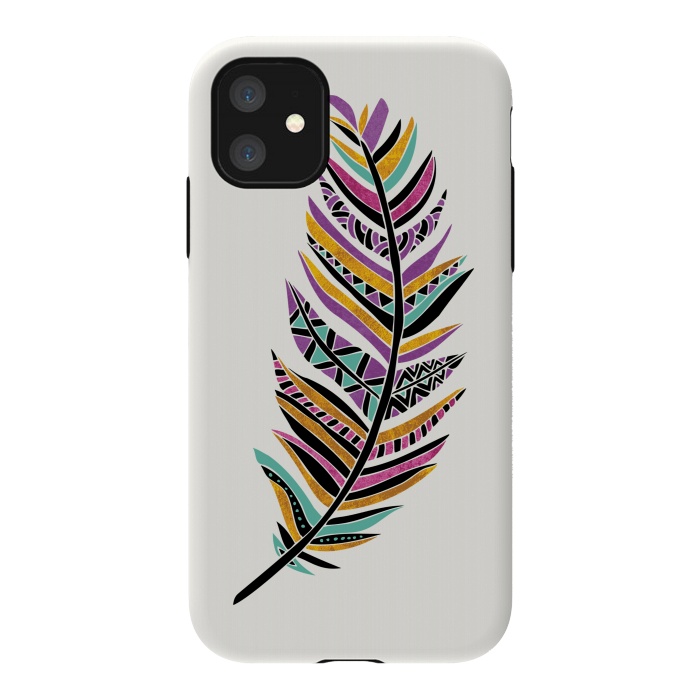 iPhone 11 StrongFit Dreamy Feather by Pom Graphic Design