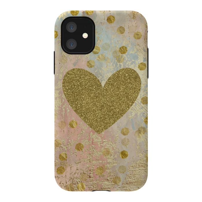 iPhone 11 StrongFit Golden Heart And Sparkles by Andrea Haase