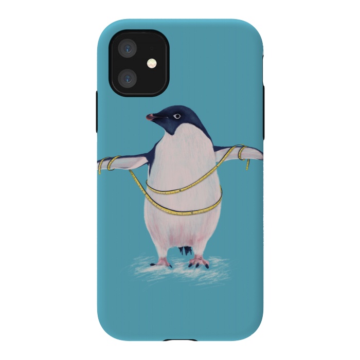 iPhone 11 StrongFit Cute Fat Penguin Goes On Diet by Boriana Giormova