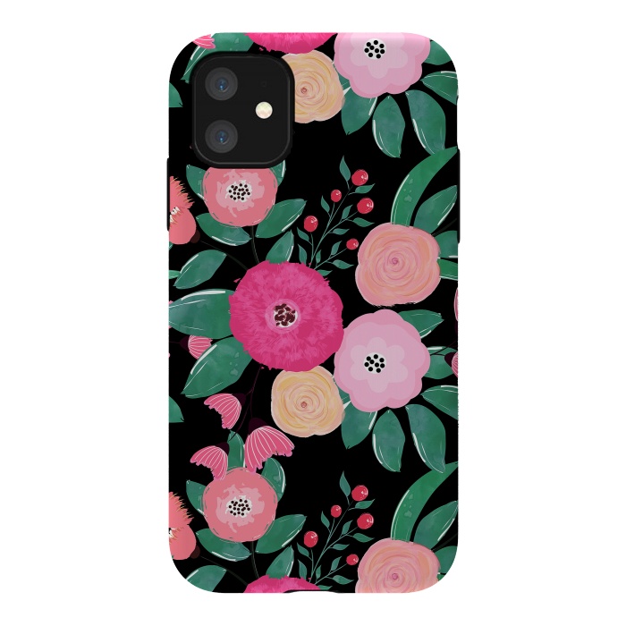 iPhone 11 StrongFit Stylish abstract creative floral paint by InovArts