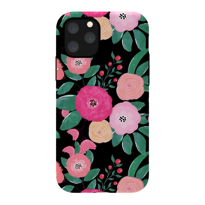 iPhone 11 Pro StrongFit Stylish abstract creative floral paint by InovArts